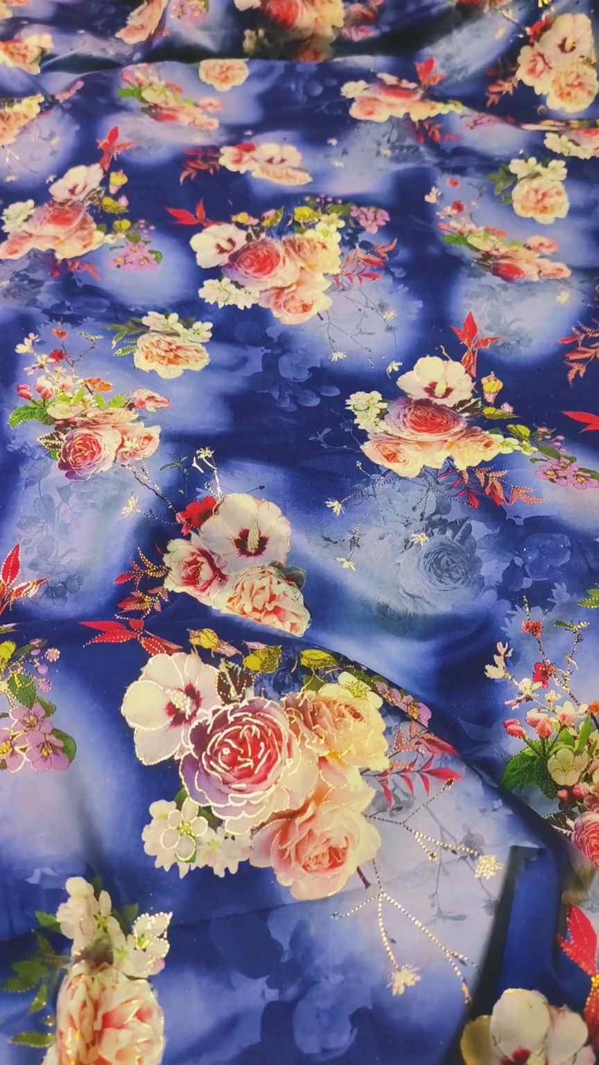 🥳 Sale Sale M-608 Rs.1490 Imported Embossed Gold Korean Winter Soft Silk Same print Shirt & Truzer 2pc