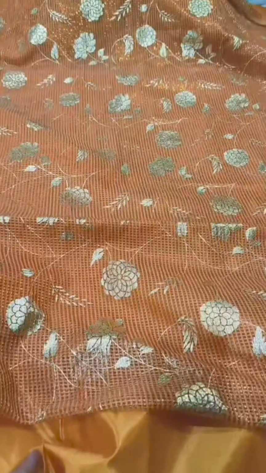 🥳Big Sale Sale M-6428  Rs.1250 Imported Fancy Kehkishan Zaree Moonlight Shirt & Kattan Silk inner with Truzer