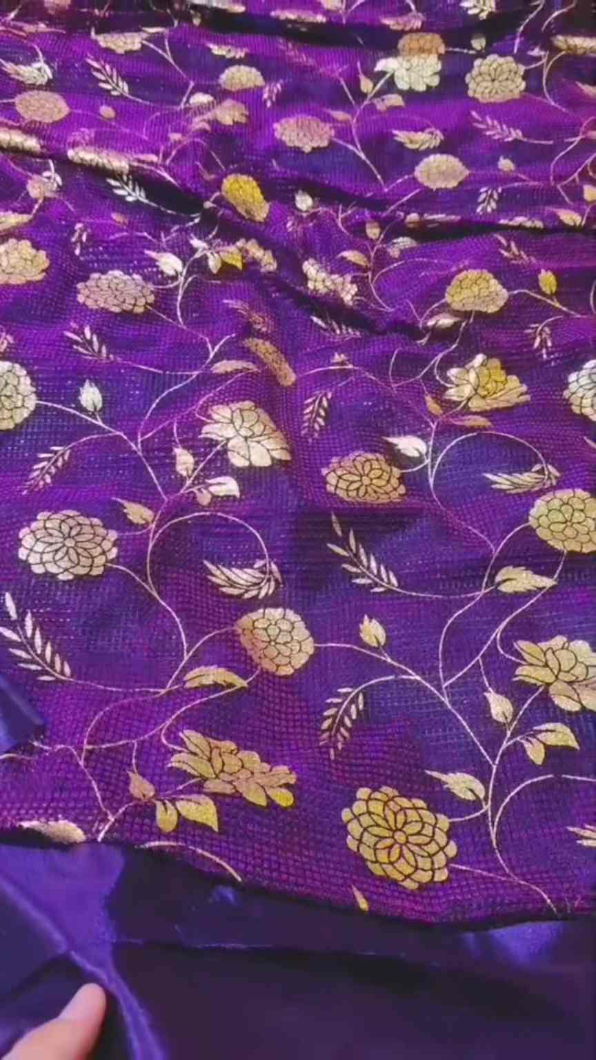 🥳Big Sale Sale M-6420  Rs.1250 Imported Fancy Kehkishan Zaree Moonlight Shirt & Kattan Silk inner with Truzer